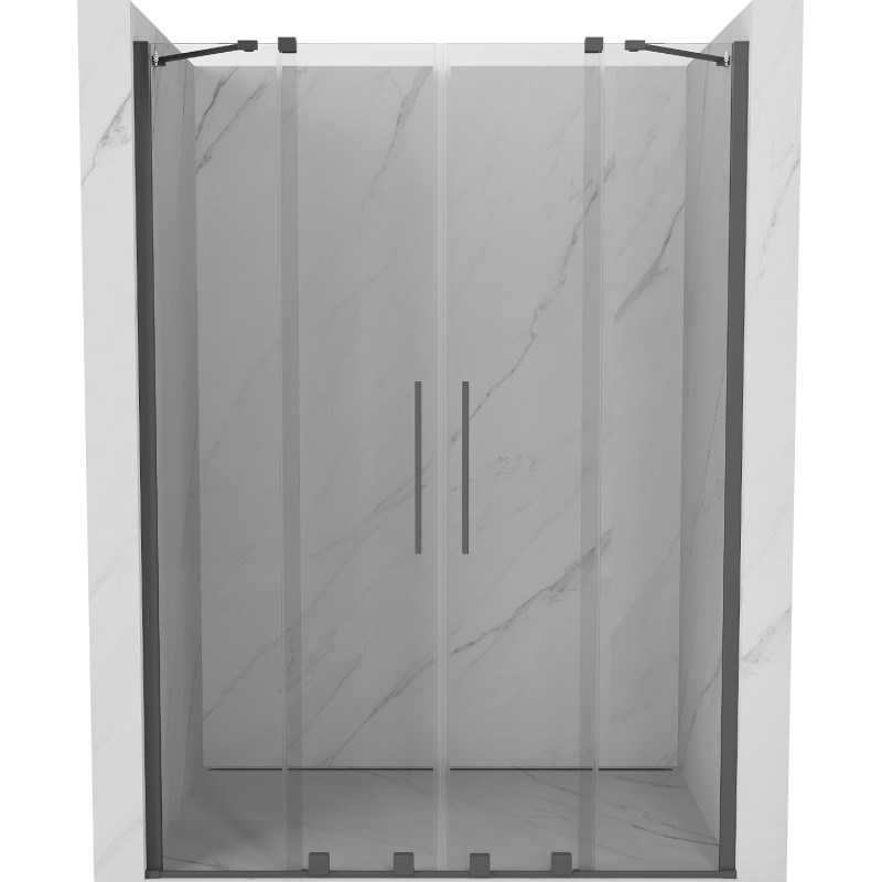 Mexen Velar Duo schuifbare douchedeuren 160 cm, transparant, gun gray geborsteld - 871-160-000-02-66