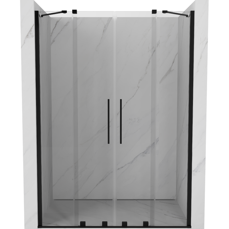 Mexen Velar Duo drzwi prysznicowe rozsuwane 150 cm, transparent, czarne - 871-150-000-02-70