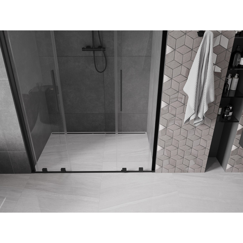 Mexen Velar Duo drzwi prysznicowe rozsuwane 160 cm, transparent, czarne - 871-160-000-02-70