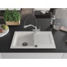 Mexen Pablo granite kitchen sink 1-bowl with drainer and Duo kitchen tap, white - 6510-20-671701-07-B