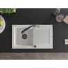 Mexen Pablo single-bowl granite sink with drainer and Duo kitchen faucet, white - 6510-20-671701-07-B