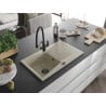 Mexen Cesar 1-bowl granite sink with drainer and Duo kitchen tap, beige - 6514-69-671701-70-B