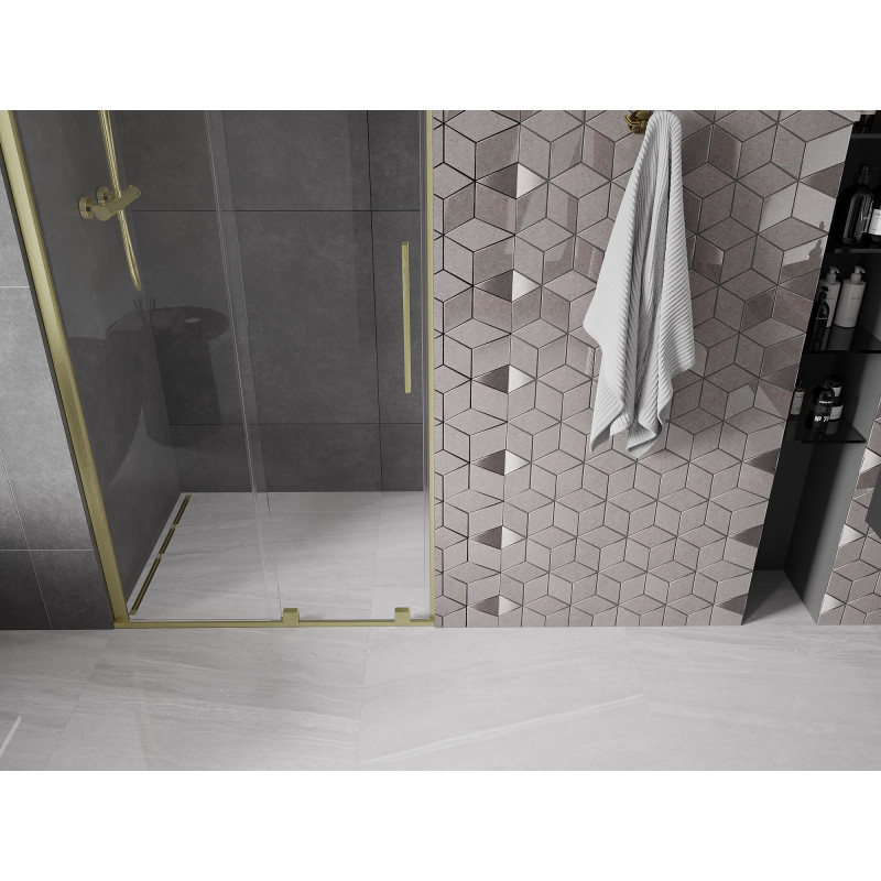 Mexen Velar drzwi prysznicowe rozsuwane 100 cm, transparent, złote szczotkowane - 871-100-000-01-55