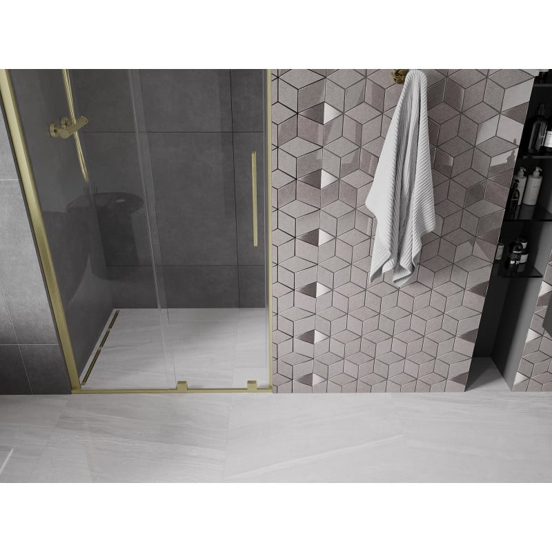 Mexen Velar drzwi prysznicowe rozsuwane 110 cm, transparent, złote szczotkowane - 871-110-000-01-55