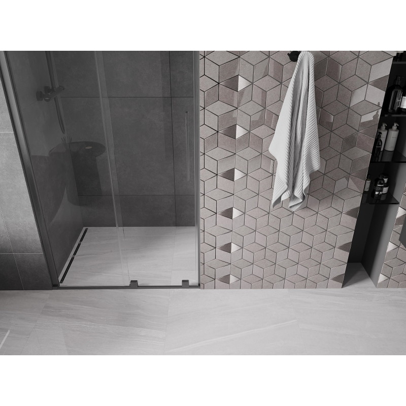 Mexen Velar puerta de ducha corredera 110 cm, transparente, gris pistola cepillado - 871-110-000-01-66