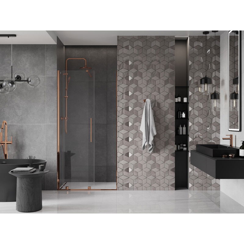 Mexen Velar porte de douche coulissante 90 cm, transparent, or rose - 871-090-000-01-60