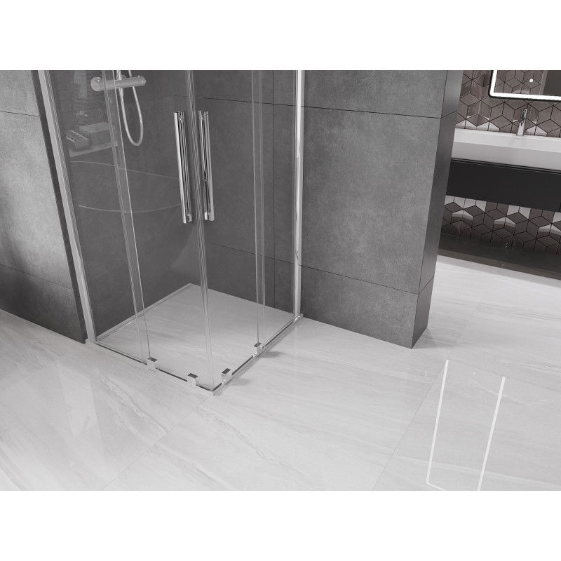 Mexen Velar Duo skjutbar duschkabin 80 x 80 cm, transparent, krom - 871-080-080-02-01