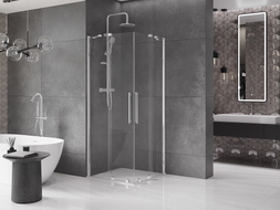 Mexen Velar Duo klizna tuš kabina klizna 100 x 100 cm, prozirna, kromirana - 871-100-100-02-01