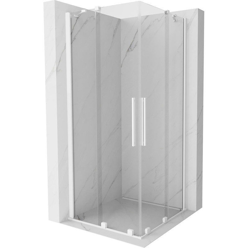 Mexen Velar Duo lükandustega dušikabiin, 80 x 80 cm, läbipaistev, valge - 871-080-080-02-20