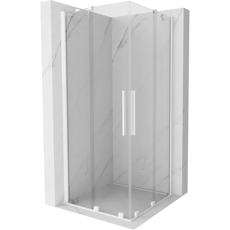 Mexen Velar Duo sliding shower cabin 80 x 80 cm, transparent, white - 871-080-080-02-20