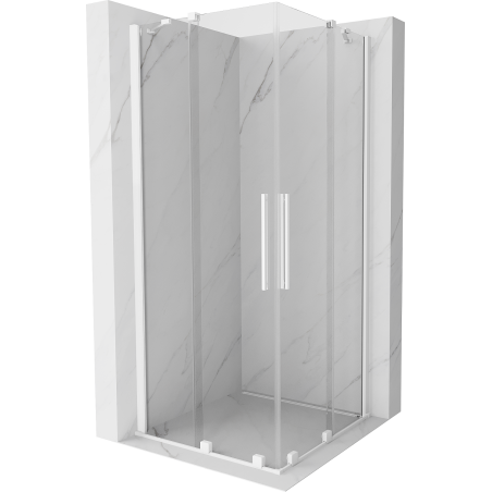 Mexen Velar Duo lükandustega dušikabiin, 80 x 80 cm, läbipaistev, valge - 871-080-080-02-20