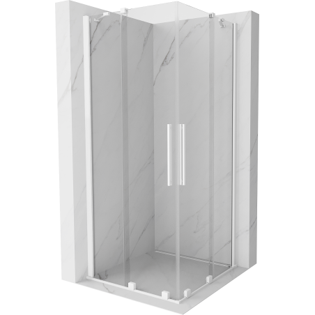 Mexen Velar Duo sliding shower cabin 80 x 80 cm, transparent, white - 871-080-080-02-20