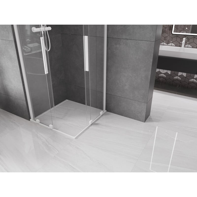 Mexen Velar Duo sliding shower cabin 80 x 80 cm, transparent, white - 871-080-080-02-20