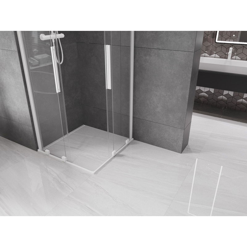 Mexen Velar Duo sliding shower cabin 100 x 100 cm, transparent, white - 871-100-100-02-20
