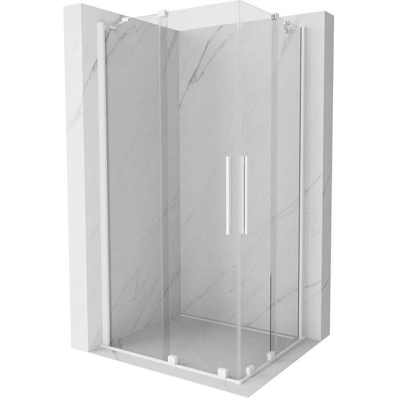 Mexen Velar Duo klizna tuš kabina 90 x 80 cm, prozirna, bijela - 871-090-080-02-20