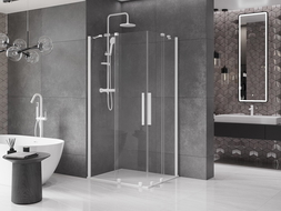 Mexen Velar Duo Duschkabine, 90 x 80 cm, transparent, weiß - 871-090-080-02-20