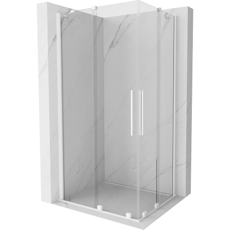 Mexen Velar Duo Duschkabine verschiebbar 100 x 90 cm, transparent, weiß - 871-100-090-02-20