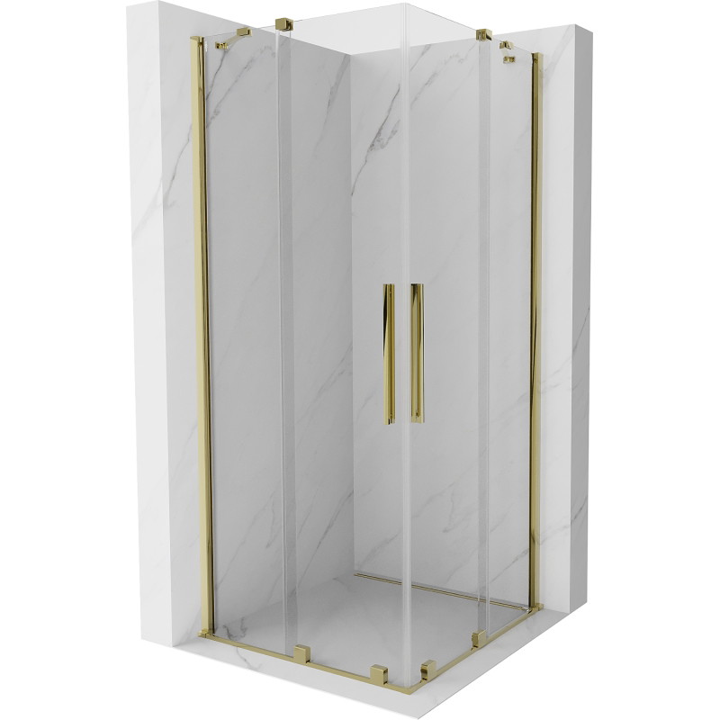 Mexen Velar Duo klizna tuš kabina klizna 80 x 80 cm, prozirna, zlatna - 871-080-080-02-50