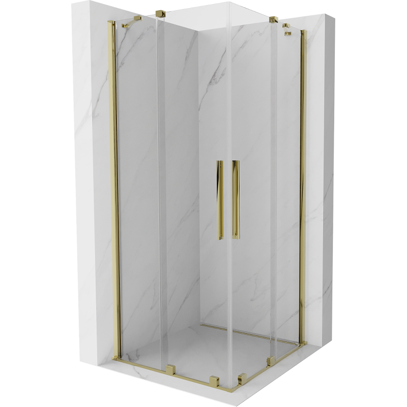 Mexen Velar Duo Schiebetür Duschkabine 80 x 80 cm, transparent, gold - 871-080-080-02-50