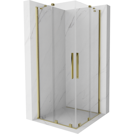 Mexen Velar Duo klizna tuš kabina klizna 80 x 80 cm, prozirna, zlatna - 871-080-080-02-50