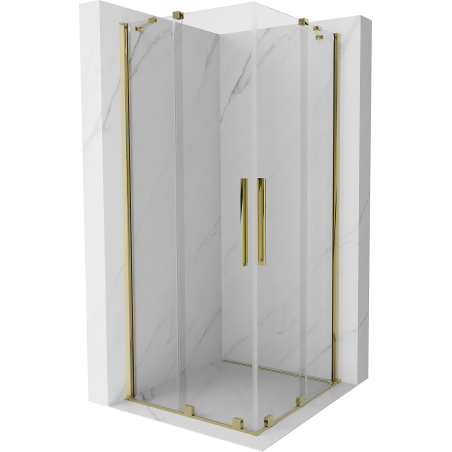 Mexen Velar Duo Schiebetür Duschkabine 80 x 80 cm, transparent, gold - 871-080-080-02-50
