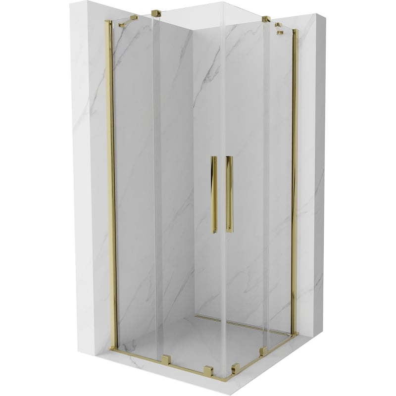 Mexen Velar Duo klizna tuš kabina 90 x 90 cm, prozirna, zlatna - 871-090-090-02-50