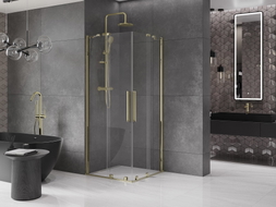 Mexen Velar Duo sliding shower cabin 90 x 90 cm, transparent, gold - 871-090-090-02-50