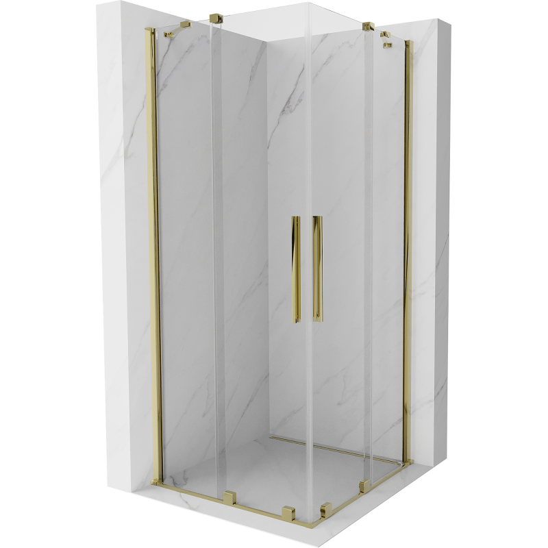 Mexen Velar Duo cabina doccia scorrevole 100 x 100 cm, trasparente, oro - 871-100-100-02-50