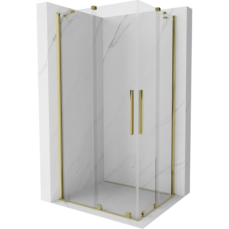 Mexen Velar Duo cabine de douche coulissante 90 x 80 cm, transparent, or - 871-090-080-02-50
