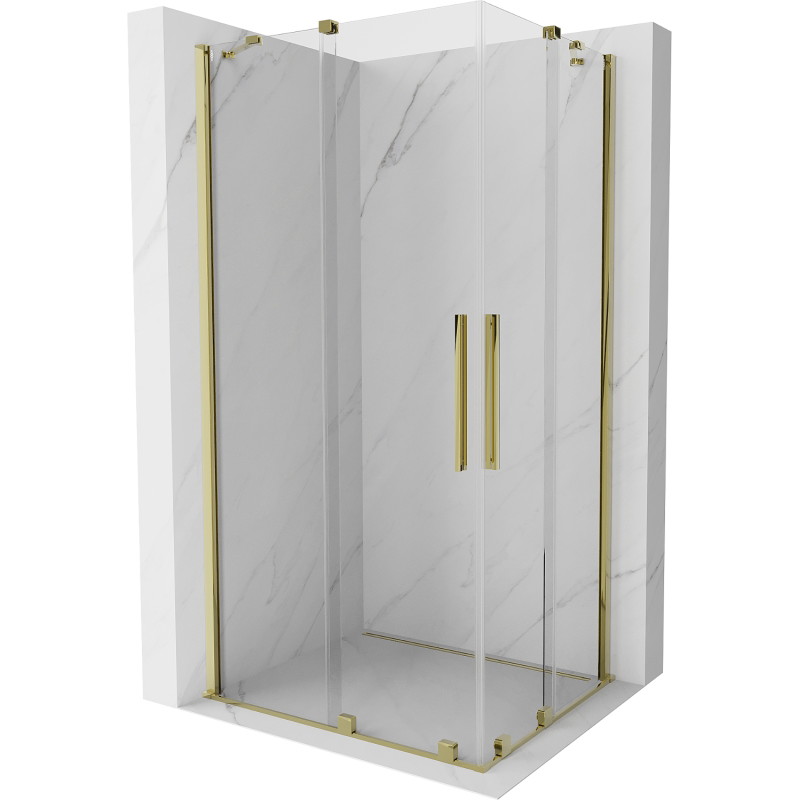 Mexen Velar Duo klizni tuš kabina klizni 90 x 80 cm, prozirna, zlatna - 871-090-080-02-50