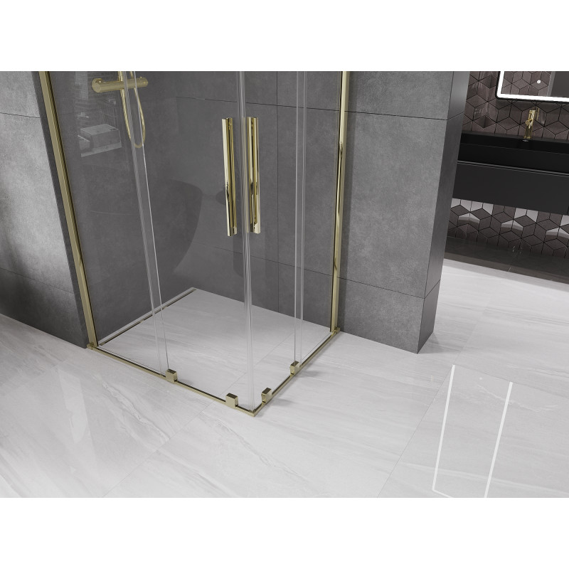 Mexen Velar Duo kabina prysznicowa rozsuwana 90 x 80 cm, transparent, złota - 871-090-080-02-50
