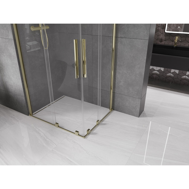 Mexen Velar Duo klizni tuš kabina klizni 90 x 80 cm, prozirna, zlatna - 871-090-080-02-50