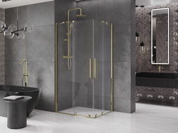 Mexen Velar Duo cabina doccia scorrevole 90 x 80 cm, trasparente, oro - 871-090-080-02-50