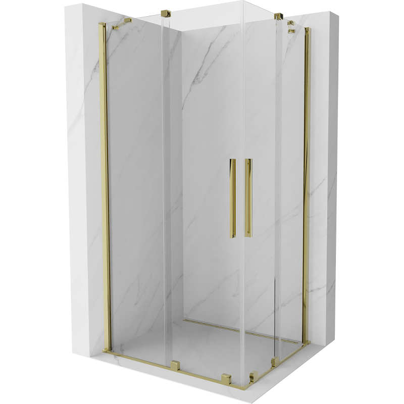 Mexen Velar Duo cabina doccia scorrevole 100 x 90 cm, trasparente, oro - 871-100-090-02-50