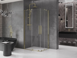 Mexen Velar Klizna tuš kabina Duo 100 x 90 cm, prozirna, zlatna - 871-100-090-02-50