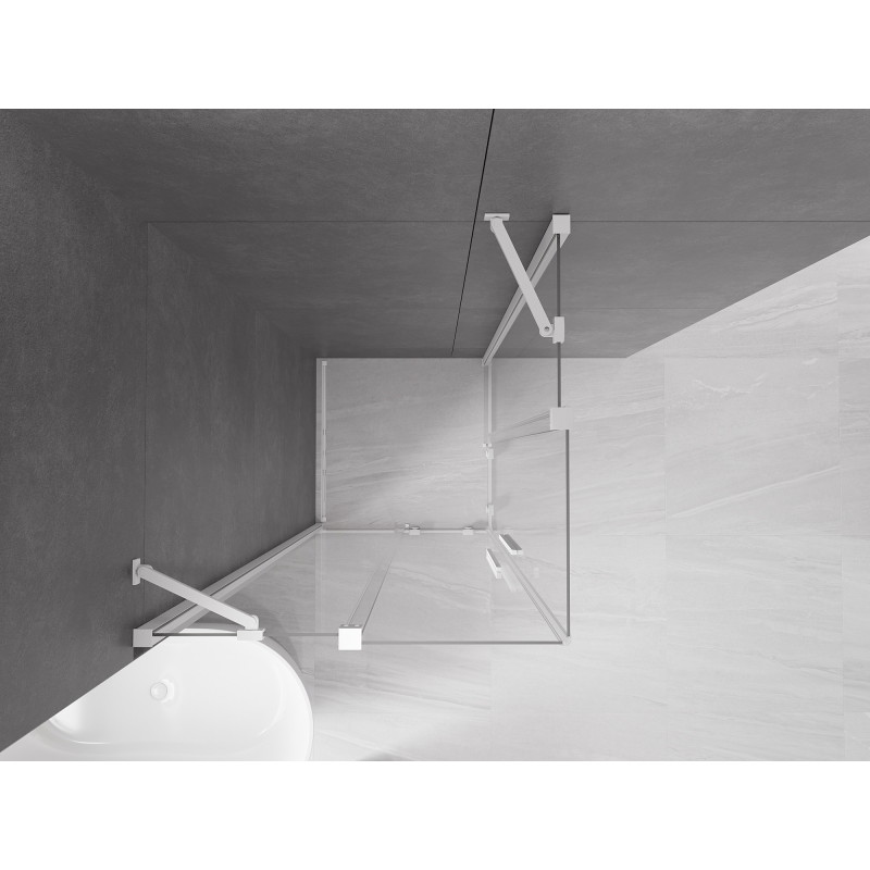 Mexen Velar Duo lükandustega dušikabiin, 80 x 80 cm, läbipaistev, valge - 871-080-080-02-20