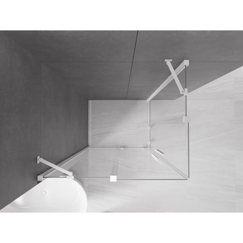 Mexen Velar Duo cabine de duche deslizante 90 x 80 cm, transparente, branca - 871-090-080-02-20