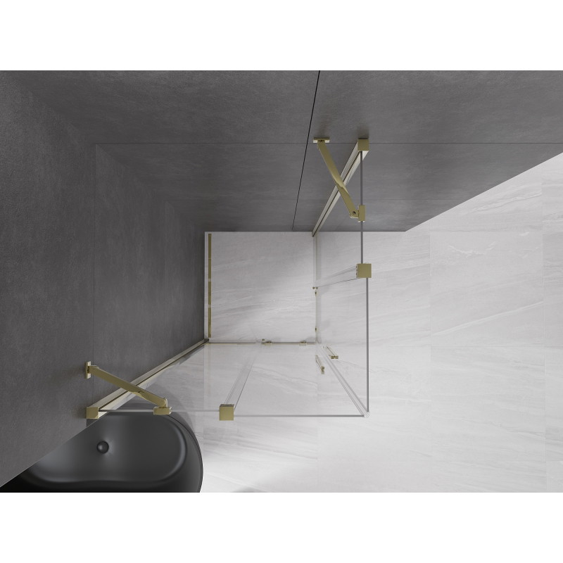 Mexen Velar Duo klizna tuš kabina klizna 80 x 80 cm, prozirna, zlatna - 871-080-080-02-50