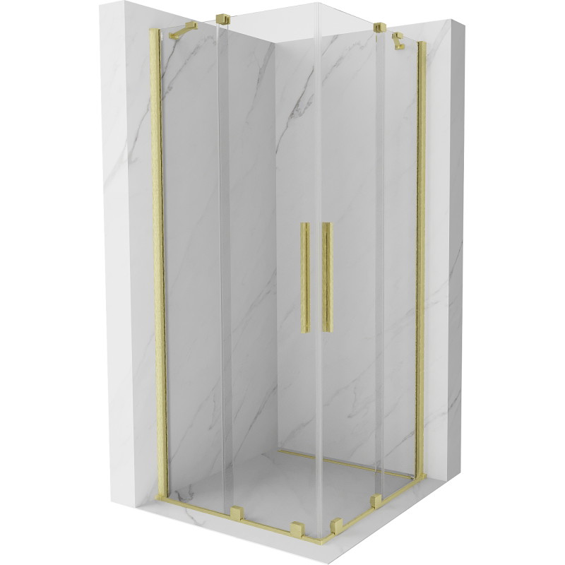 Mexen Velar Duo klizna tuš kabina 80 x 80 cm, prozirna, zlatna brušena - 871-080-080-02-55