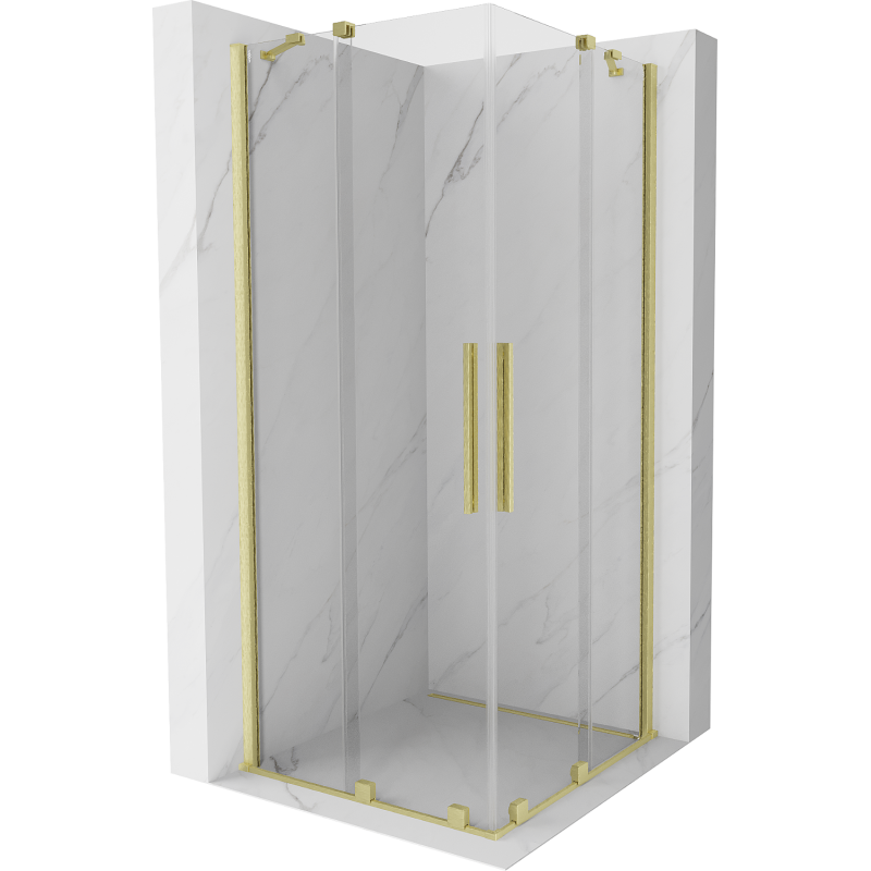 Mexen Velar Duo cabina de ducha deslizante 90 x 90 cm, transparente, oro cepillado - 871-090-090-02-55