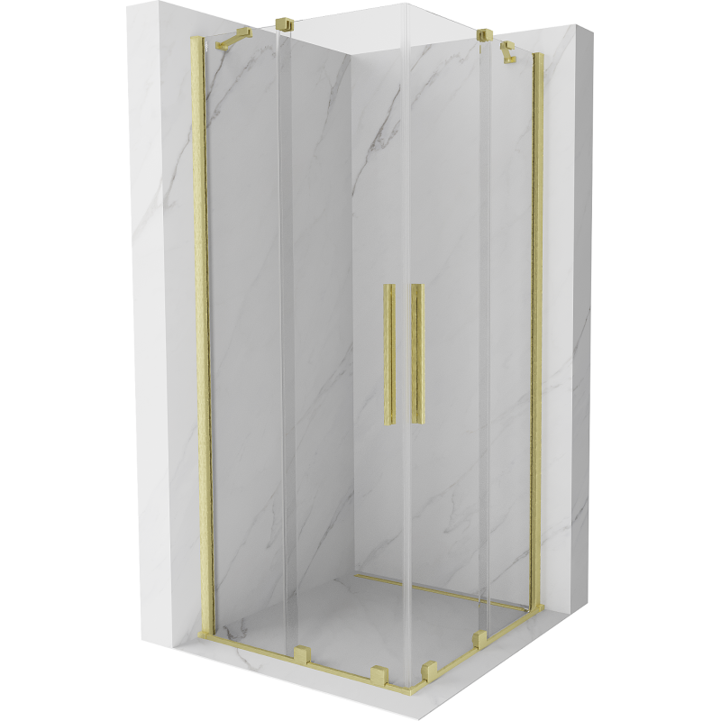 Mexen Velar Duo Schiebeduschkabine 90 x 90 cm, transparent, gebürstetes Gold - 871-090-090-02-55