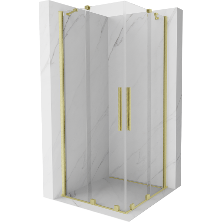 Mexen Velar Duo Schiebeduschkabine 90 x 90 cm, transparent, gebürstetes Gold - 871-090-090-02-55