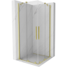 Mexen Velar Duo klizna tuš kabina klizna 90 x 90 cm, prozirna, zlatna četkana - 871-090-090-02-55
