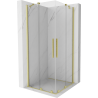 Mexen Velar Duo skjutbar duschkabin 90 x 90 cm, transparent, borstad guld - 871-090-090-02-55