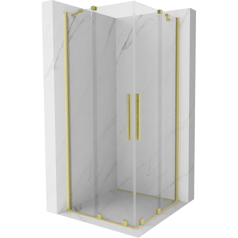 Mexen Velar Duschkabin Duo skjutdörr 100 x 100 cm, transparent, borstad guld - 871-100-100-02-55