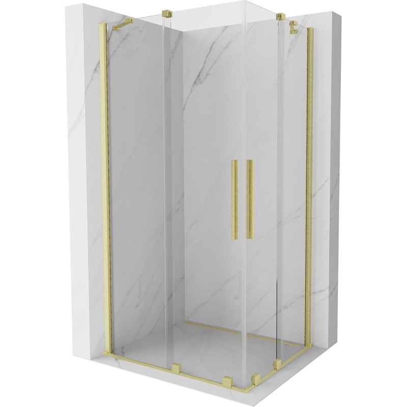 Mexen Velar Duo klizna tuš kabina klizna 90 x 80 cm, prozirna, zlatna brušena - 871-090-080-02-55