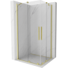 Mexen Velar Duo skjutbar duschkabin 90 x 80 cm, transparent, borstat guld - 871-090-080-02-55
