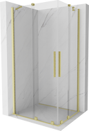Mexen Velar Duo ausziehbare Duschabtrennung 90 x 80 cm, transparent, Gold gebürstet - 871-090-080-02-55