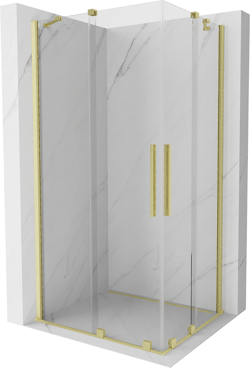 Mexen Velar Duo kabina prysznicowa rozsuwana 90 x 80 cm, transparent, złota szczotkowana - 871-090-080-02-55