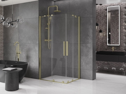 Mexen Velar Duo klizna tuš kabina klizna 90 x 80 cm, prozirna, zlatna brušena - 871-090-080-02-55